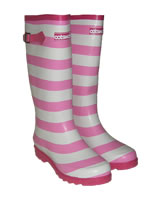 Cotswold Pink Stripey Wellingtons