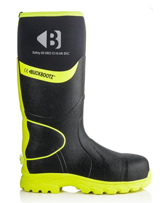 BuckBootz BBZ8000 Hi-Viz Safety Wellingtons Black And Yellow