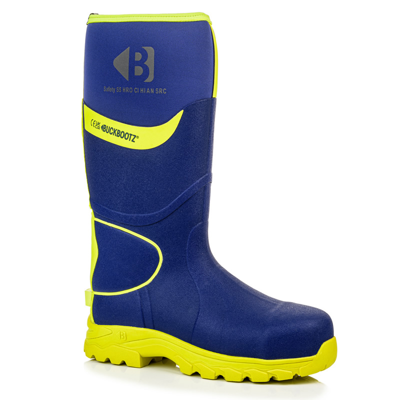 BuckBootz BBZ8000 Hi-Viz Safety Wellingtons Blue And Yellow