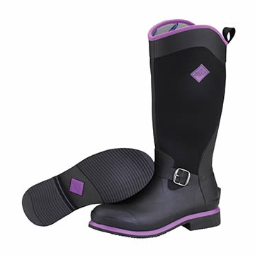 Muck Boot Reign Tall Black And Purple Wellingtons